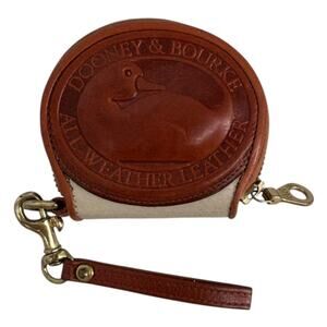 Dooney & Bourke All Weather Leather Big Duck Coin Purse Brown Tan